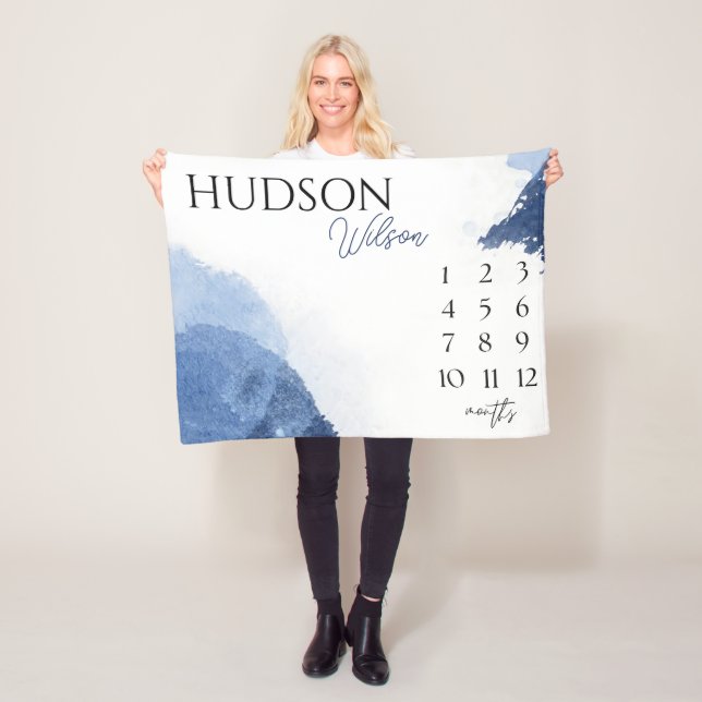 Personalized Milestone Blanket Baby Boy Blanket  (In Situ)