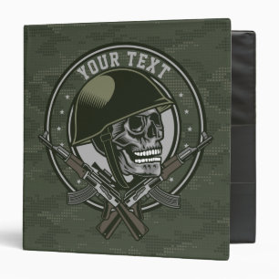 Personalized Military Camo Soldier Skull and Guns 3 Ring Binder