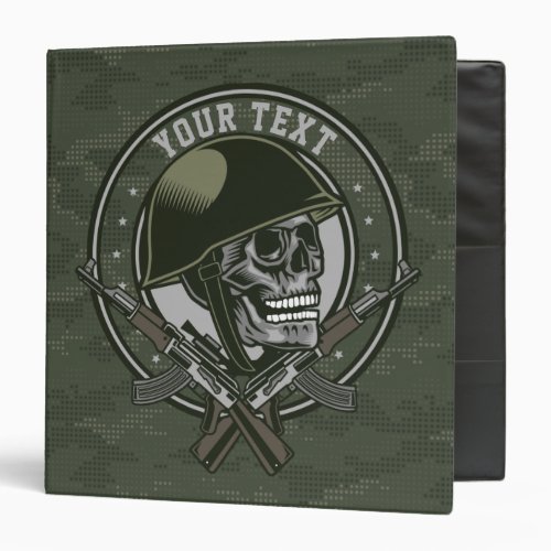 Personalized Military Camo Soldier Skull and Guns  3 Ring Binder