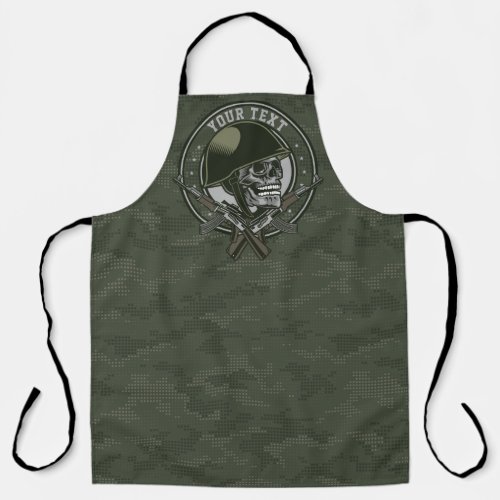 Personalized Military Camo Soldier Skull and Guns  Apron