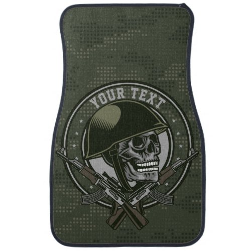 Personalized Military Camo Soldier Skull and Guns  Car Floor Mat