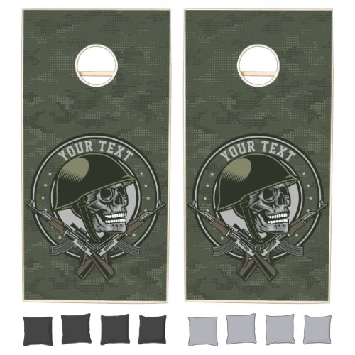 Personalized Military Camo Soldier Skull and Guns  Cornhole Set