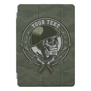 Personalized Military Camo Soldier Skull and Guns iPad Pro Cover
