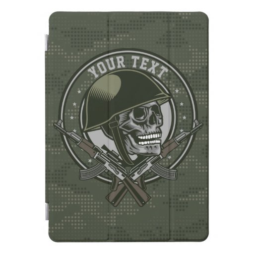Personalized Military Camo Soldier Skull and Guns  iPad Pro Cover