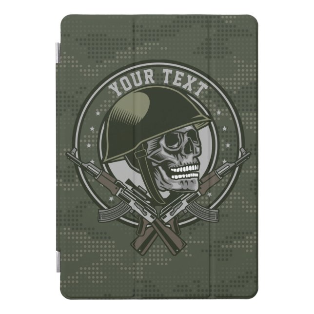 Personalized Military Camo Soldier Skull and Guns  iPad Pro Cover (Front)