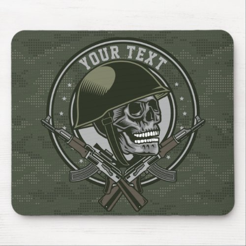 Personalized Military Camo Soldier Skull and Guns  Mouse Pad