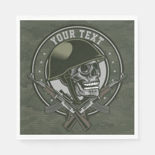 Personalized Military Camo Soldier Skull and Guns Napkins