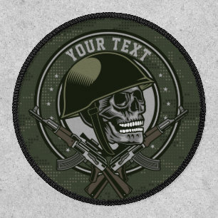 Personalized Military Camo Soldier Skull and Guns Patch