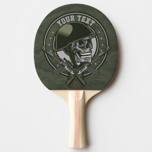 Personalized Military Camo Soldier Skull and Guns Ping Pong Paddle