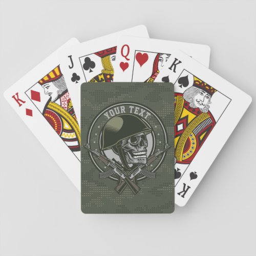 Personalized Military Camo Soldier Skull and Guns  Playing Cards