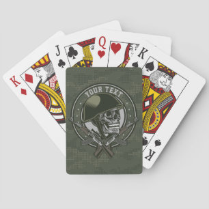 Personalized Military Camo Soldier Skull and Guns Poker Cards