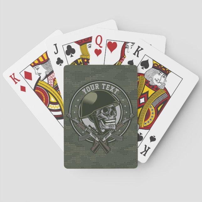Personalized Military Camo Soldier Skull and Guns  Poker Cards (Back)
