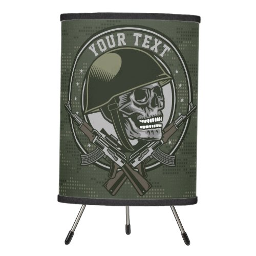 Personalized Military Camo Soldier Skull and Guns  Tripod Lamp
