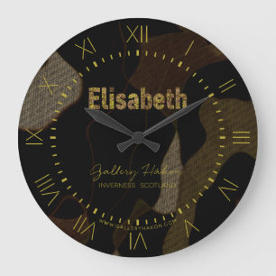 Personalized Military Camouflage Font Elisabeth Large Clock