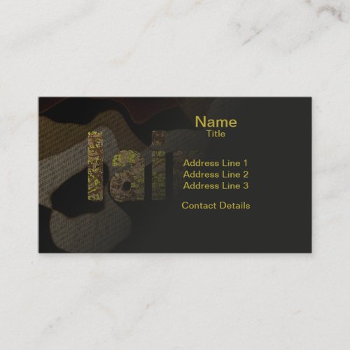 Personalized Military Camouflage Font Iain Business Card