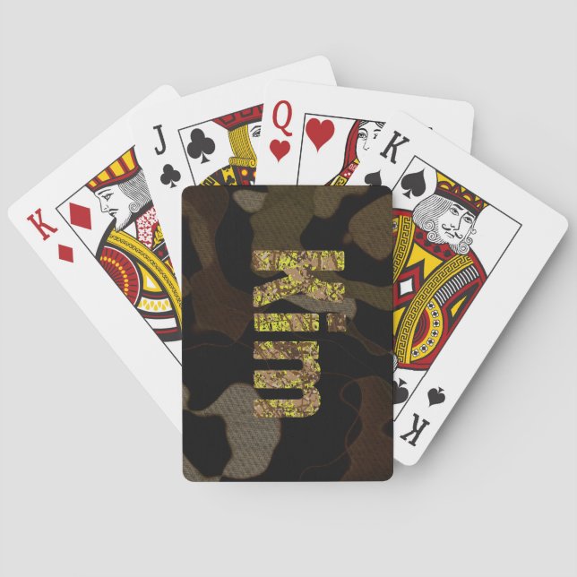 Personalized Military Camouflage Font Kim Poker Cards (Back)
