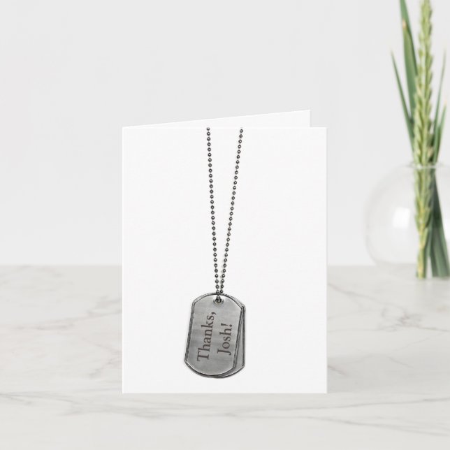 personalized military dog tags thank you card (Front)
