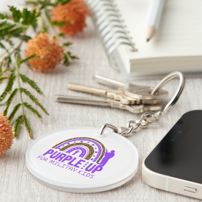 Personalized Military - Purple Up Military Child Keychain (Front Right)