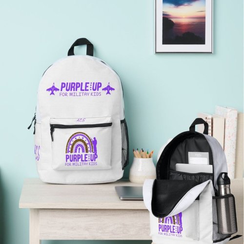 Personalized Military _ Purple Up Military Child  Printed Backpack