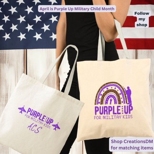Personalized Military _ Purple Up Military Child  Tote Bag