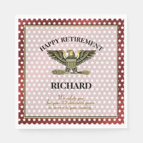 Personalized Military Retirement Party Napkins