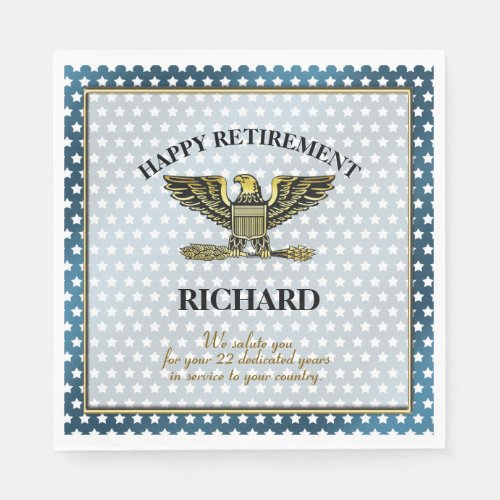 Personalized Military Retirement Party Napkins