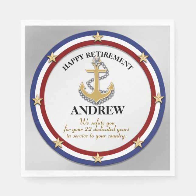 Personalized Military Retirement Party Napkins (Front)
