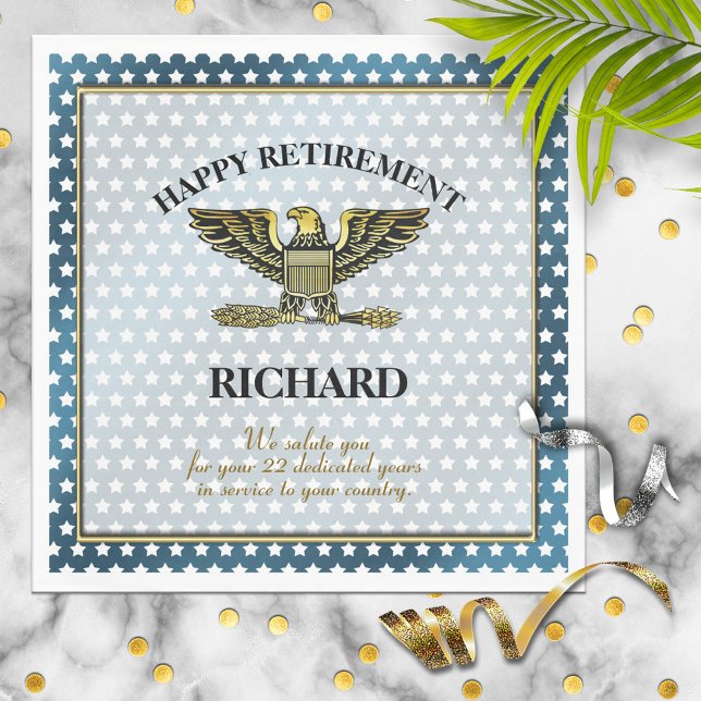 Personalized Military Retirement Party Napkins (Creator Uploaded)
