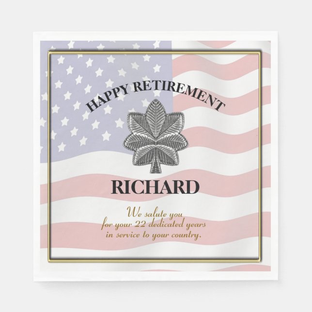Personalized Military Retirement Party Napkins (Front)