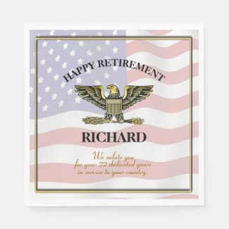 Personalized Military Retirement Party Paper Napkin