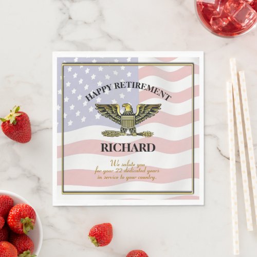 Personalized Military Retirement Party Paper Napkins
