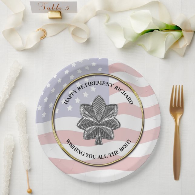 Personalized Military Retirement Party Paper Plates (Wedding)