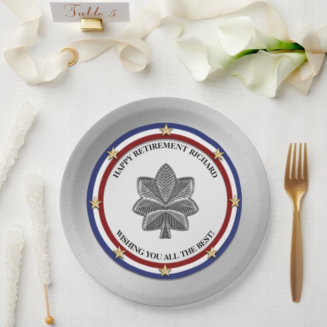 Personalized Military Retirement Party Paper Plates (Wedding)