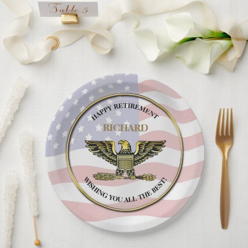 Personalized Military Retirement Party Paper Plates