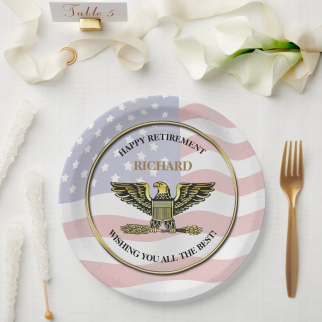 Personalized Military Retirement Party Paper Plates (Wedding)