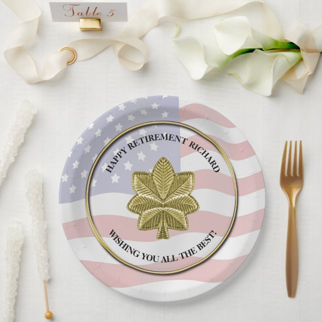 Personalized Military Retirement Party Paper Plates (Wedding)