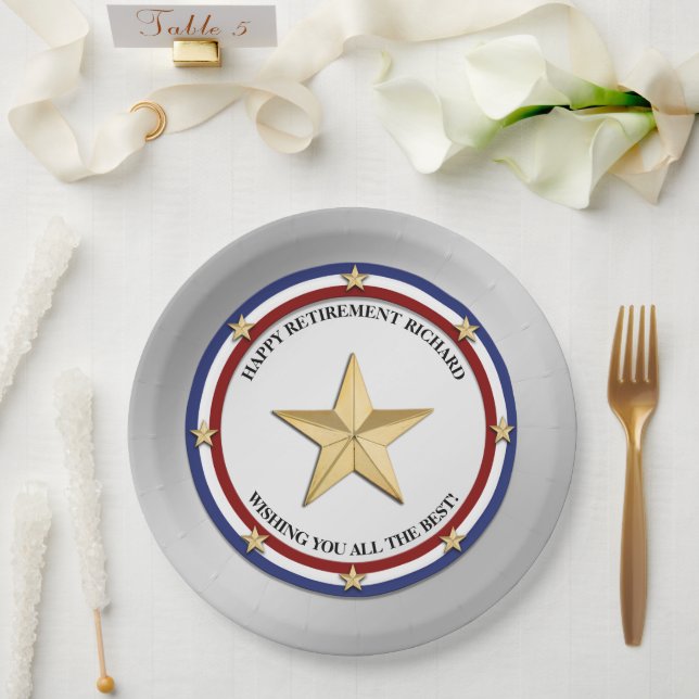 Personalized Military Retirement Party Paper Plates (Wedding)