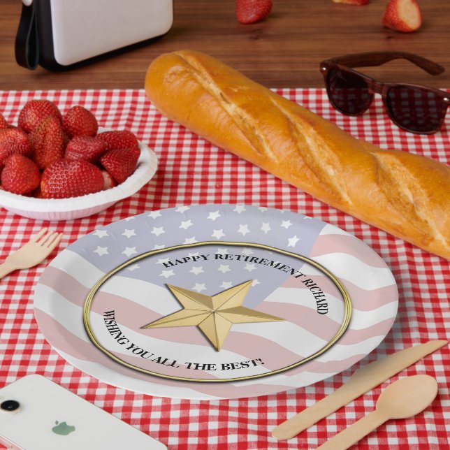 Personalized Military Retirement Party Paper Plates (Picnic)