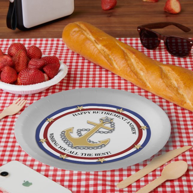 Personalized Military Retirement Party Paper Plates (Picnic)