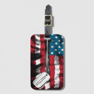 Personalized Military Soldier Dog Tag USA Flag