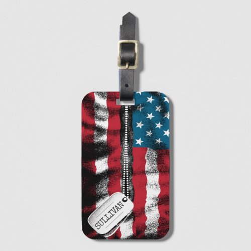 Personalized Military Soldier Dog Tag USA Flag 