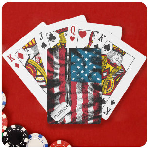 Personalized Military Soldier Dog Tag USA Flag Poker Cards