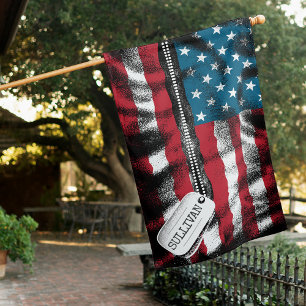 Personalized Military Soldier Dog Tags USA Flag