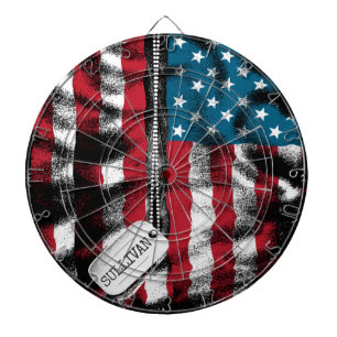 Personalized Military Soldier Dog Tags USA Flag Dart Board