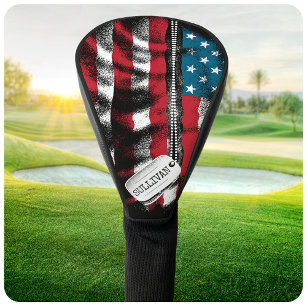 Personalized Military Soldier Dog Tags USA Flag  Golf Head Cover