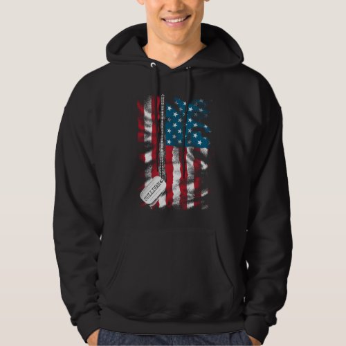 Personalized Military Soldier Dog Tags USA Flag  Hoodie