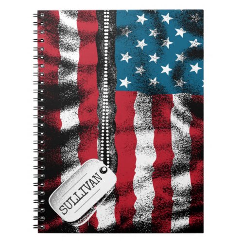 Personalized Military Soldier Dog Tags USA Flag  Notebook