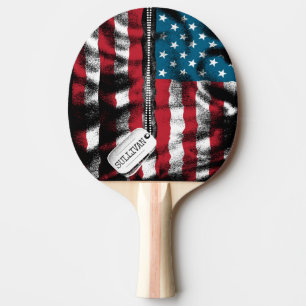Personalized Military Soldier Dog Tags USA Flag Ping Pong Paddle