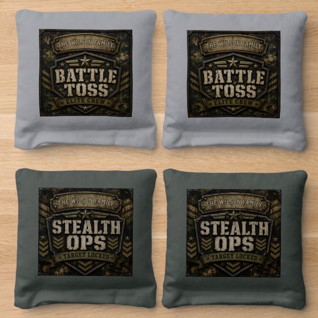 Personalized Military Themed Cornhole Bags (Wood)