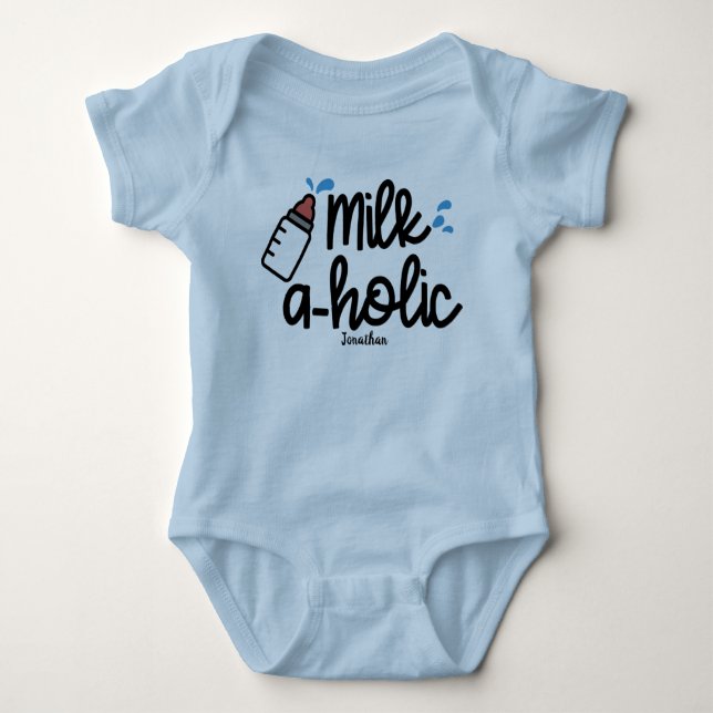 Personalized Milk aholic Boys Baby Bodysuit (Front)